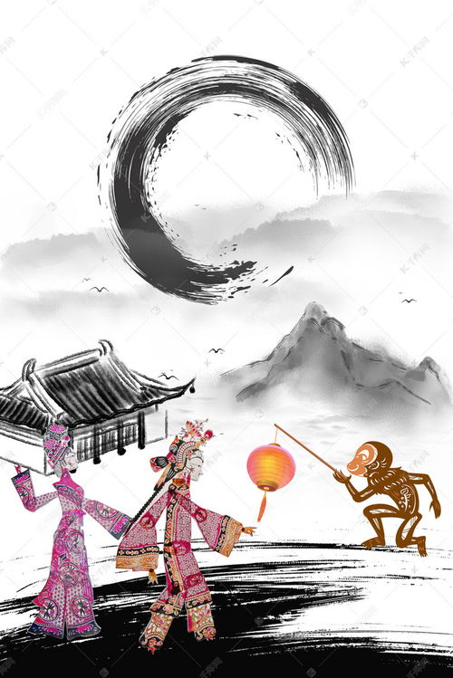 傳統文化皮影戲水墨海報背景圖片免費下載 千庫網